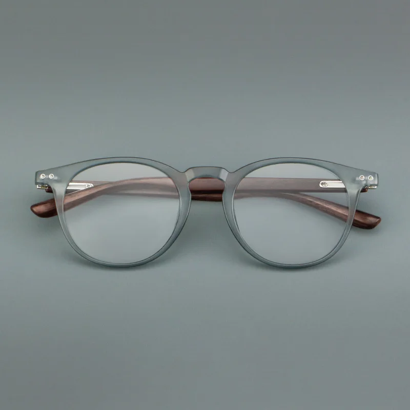 MOMOJA Mode Retro Runde Männer und Frauen Gläser Ultra Licht Große Größe Holzmaserung Farbe Optische Brillen Rahmen 003 – Detail 9