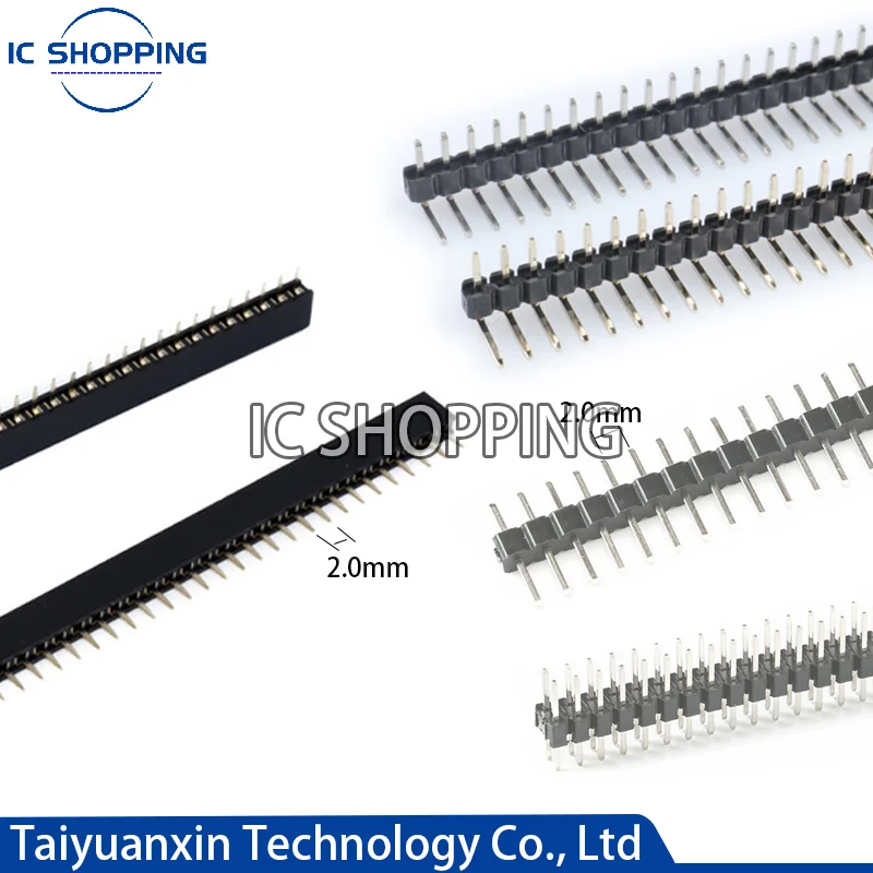 10pcs Jst Connector Strip 40Pin 1x40 Single Row Male and Female 2.0mm