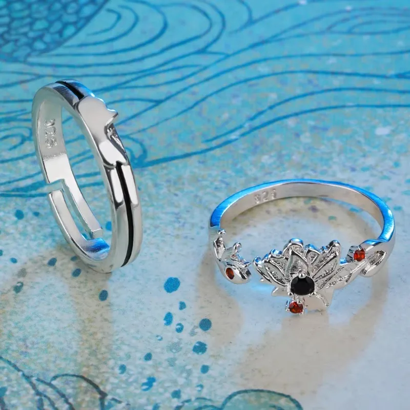 Anime Ring Mo Dao Zu Shi Lan Wangji Wei Wuxian The Untamed Cosplay Antiquity Couple Ring Jewelry Accessories Gift for Lovers 3