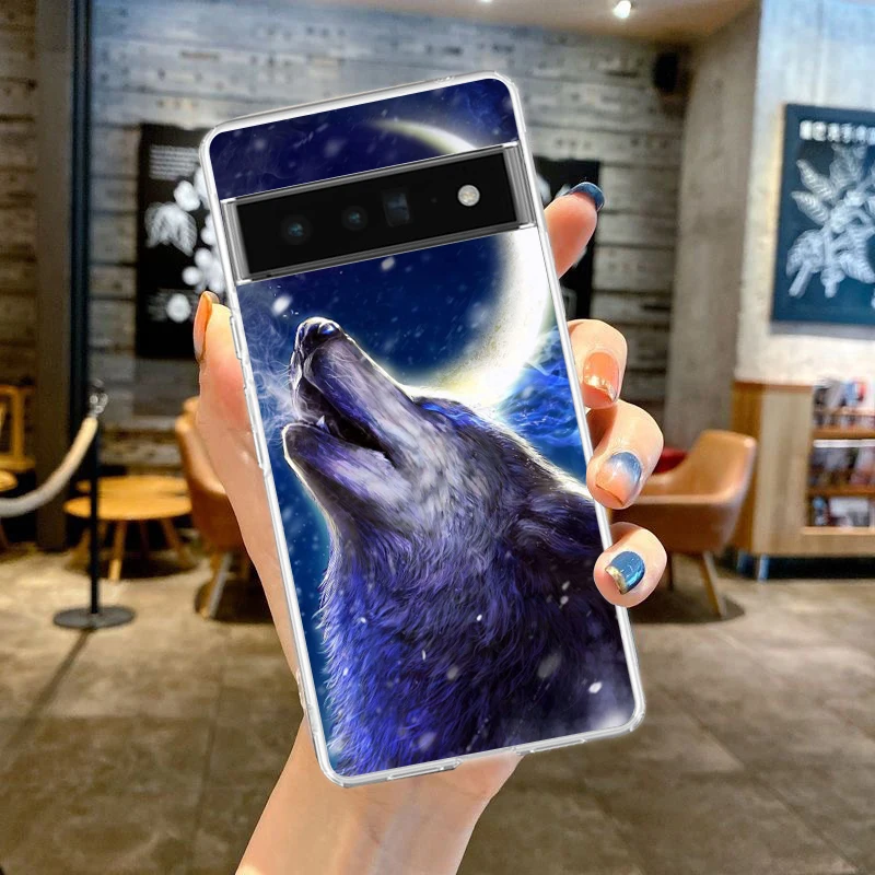 Moon Roaring Wolf Shockproof Transparent Phone Case Cover