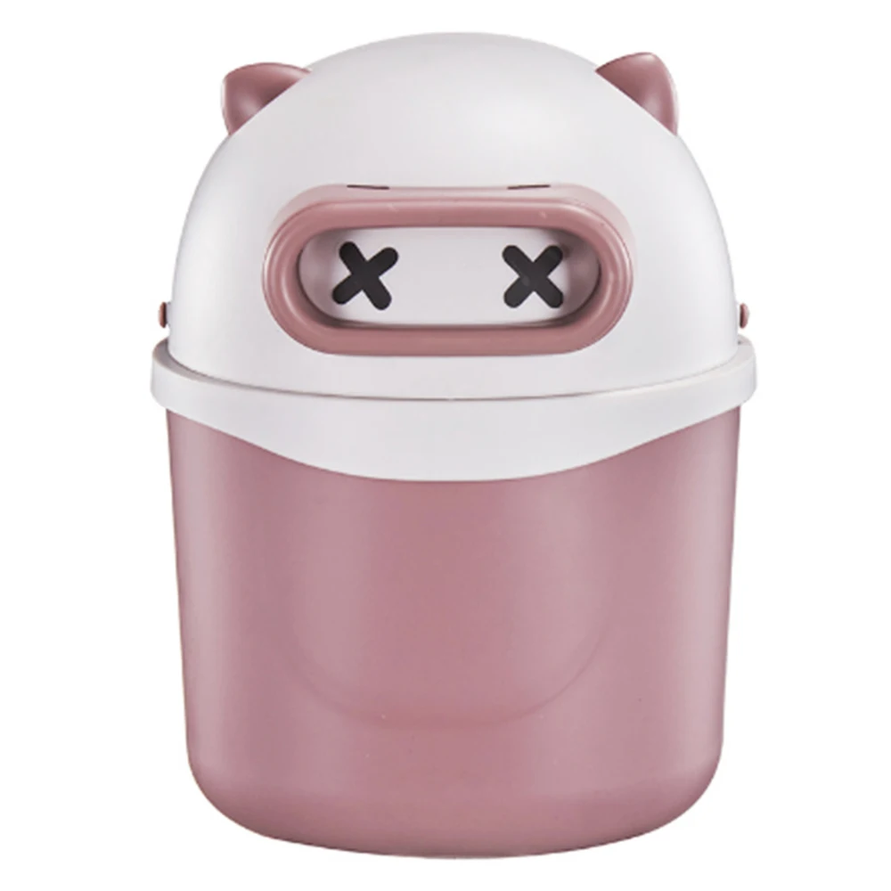 

HPDEAR Desktop Mini Trash Can Flip Wastebasket Plastic Storage Bucket Cute Cartoon Waste Bins Home Office Table Desk Garbage Bin