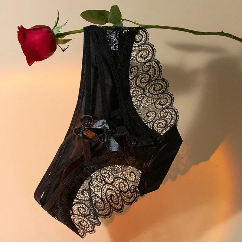 

Sexy lace pure desire to wind waist lace bow comfortable skin friendly pure cotton bottom crotch underwear new