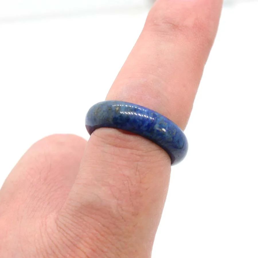 Women's Healing Crystal Stone Band Ring Dainty Finger Jewelry Natural Amethyst Rose Quartz Lapis Lazuli Labradorite Gemstone