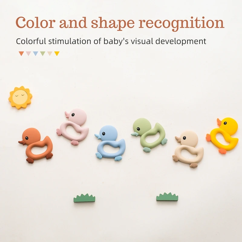 1Pc Baby Silicone Teether Toys BPA Free Silicone Duck Shape Teether Toys Food Grade Nursing Teething Toys For Nreborn Gift 5