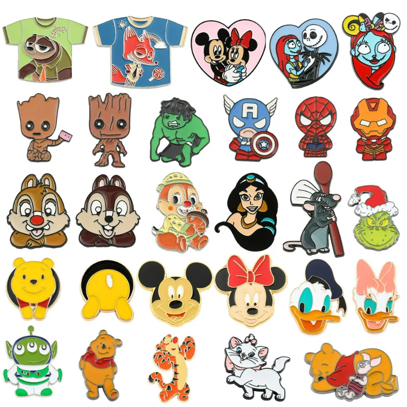 

Disney Cartoon Mickey Mouse Enamel Pin Spiderman Groot Stitch Badges on Backpack for Women Manga Brooch Jewelry Accessories