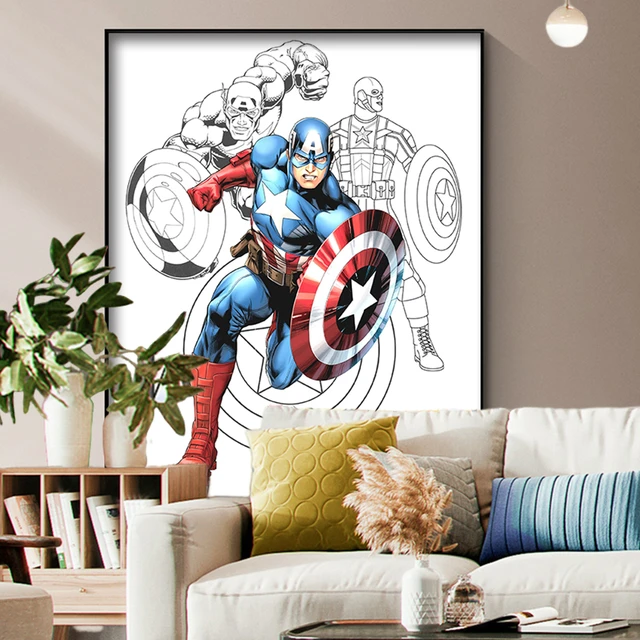 Disney Marvel Watercolor Captain america Nordic Wall art Aesthetic Sofa  background Home Room Decoration posters canvas painting - AliExpress