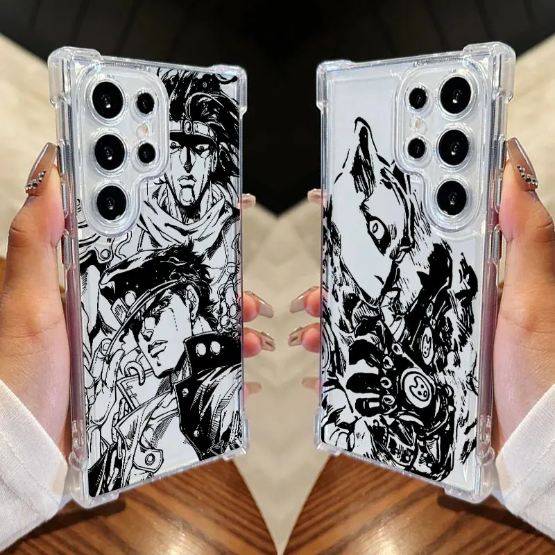 Anime-Inspired JOJO Kujo Jotaro Clear Shockproof Phone Case with Silicon Cover