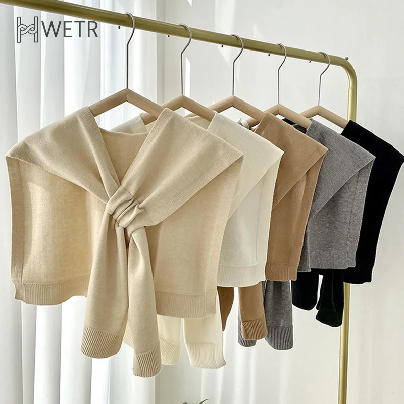 

Knitted Shawl Women's Autumn And Winter Cross Big Shawl Fashion All-Match Solid Color Scarf