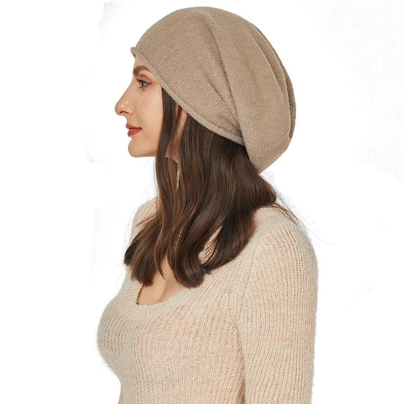 

Sparsil Women Cashmere Beanie Hat Women Winter Hats Crimping Wool Knitted Warm Slouchy Skullies Beanies For Gorros Female Cap