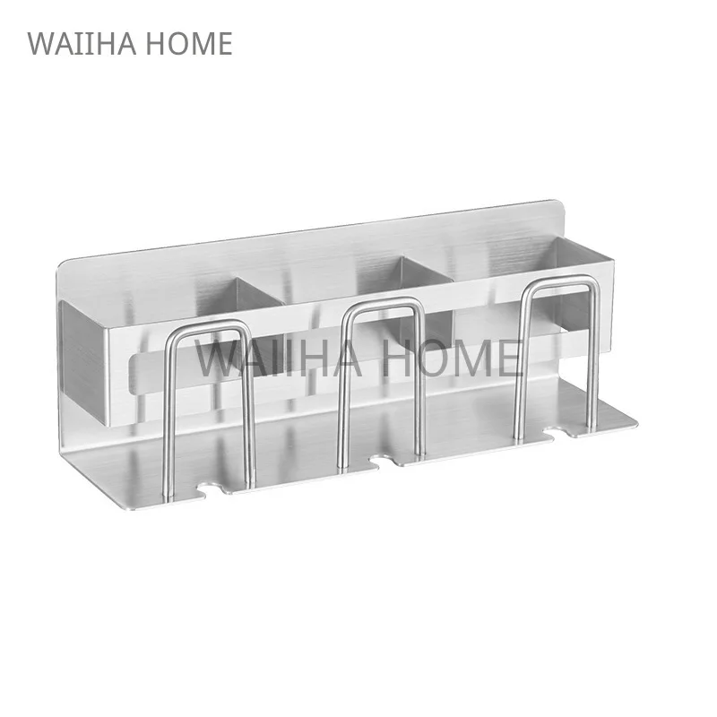 Stainless Steel Cup Holder Wall Mounted Toothpaste Rack Toiletries Storage Rack Bathroom Multifunctional Toothbrush Holder