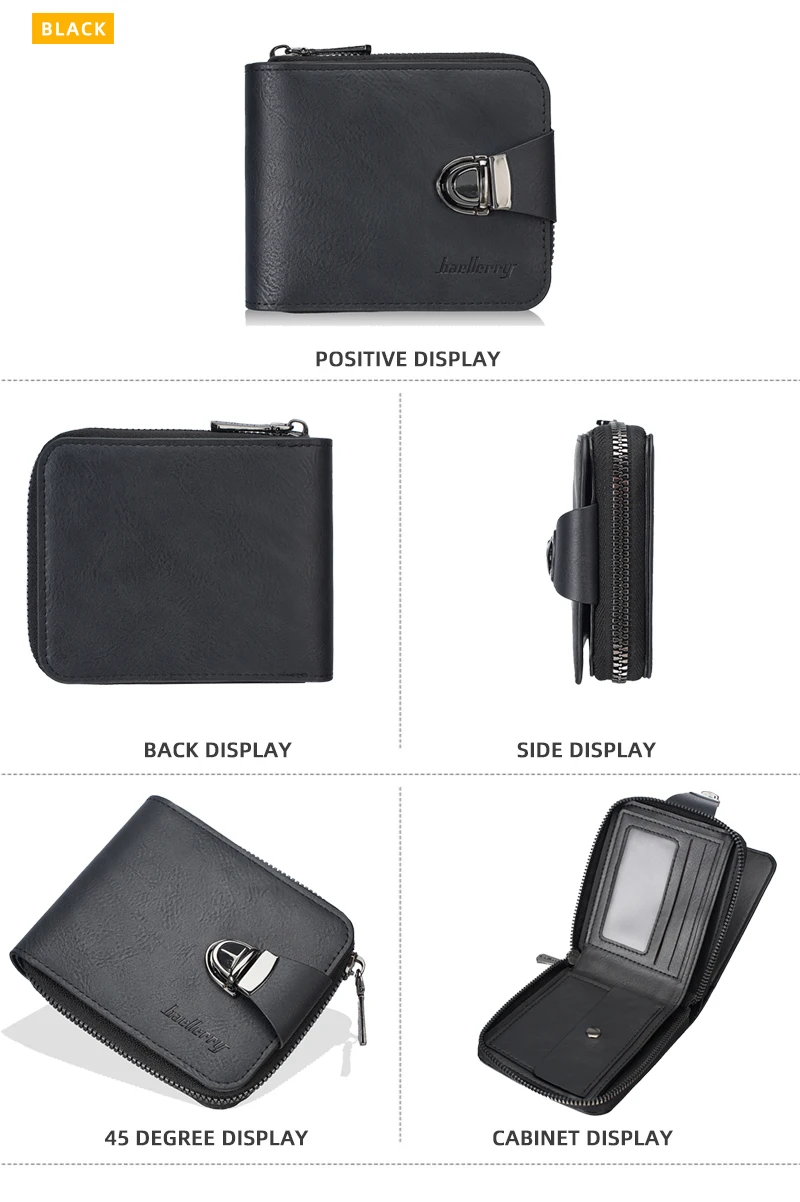 Neue Einfache Kurze Männer Brieftasche Hochwertige Retro Karte Clips Zipper Männlichen Geldbörse ID & Foto Halter Marke Männer brieftasche – Detail 15