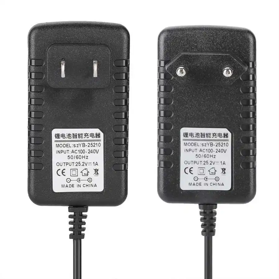 Fast Charger 25.2V/1A Fast Charging Li-ion Charger Adapter 100-240V Input with Multi-Protections