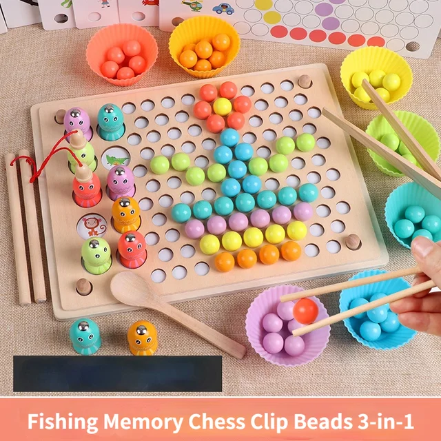 Three-in-one Fishing Clip Beads Multi-functional Hand-eye Coordination Exercise Grasping Children's Educational Toys 1