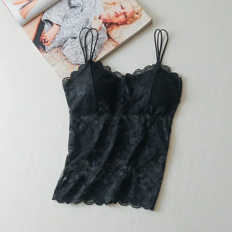 Description Picture 6 of itemFloral Cami Padded Tank Top Women's Underwear Sexy Lace Bralette Crochet Flower Vest Camisole