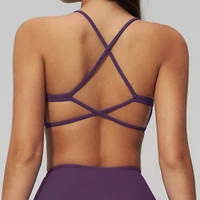 Summer U-Shaped Multi-Strap Cross Back Women Pilates Fitness Sports Bra Top Gym Yoga Athletic Tight Workout Jog With Chest Pad - Image 2