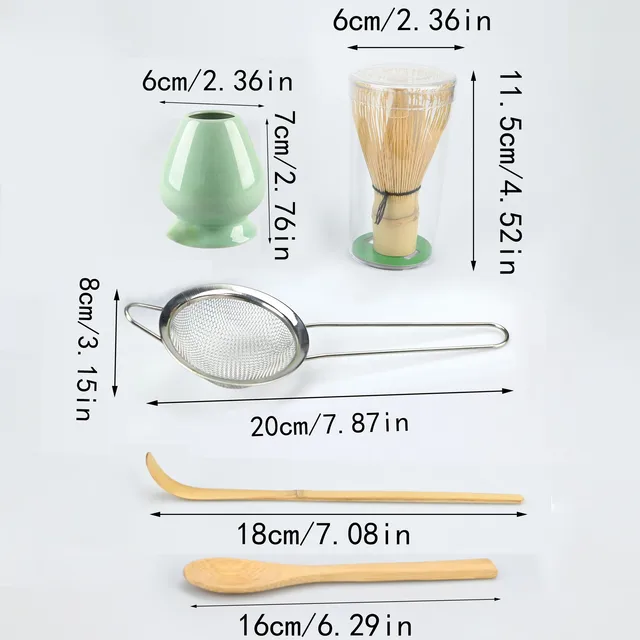 4 pz/5 pz/set cucchiaio da tè in bambù Matcha frusta cucchiaio da tè e paletta filtri da tè strumenti per la preparazione del tè 6