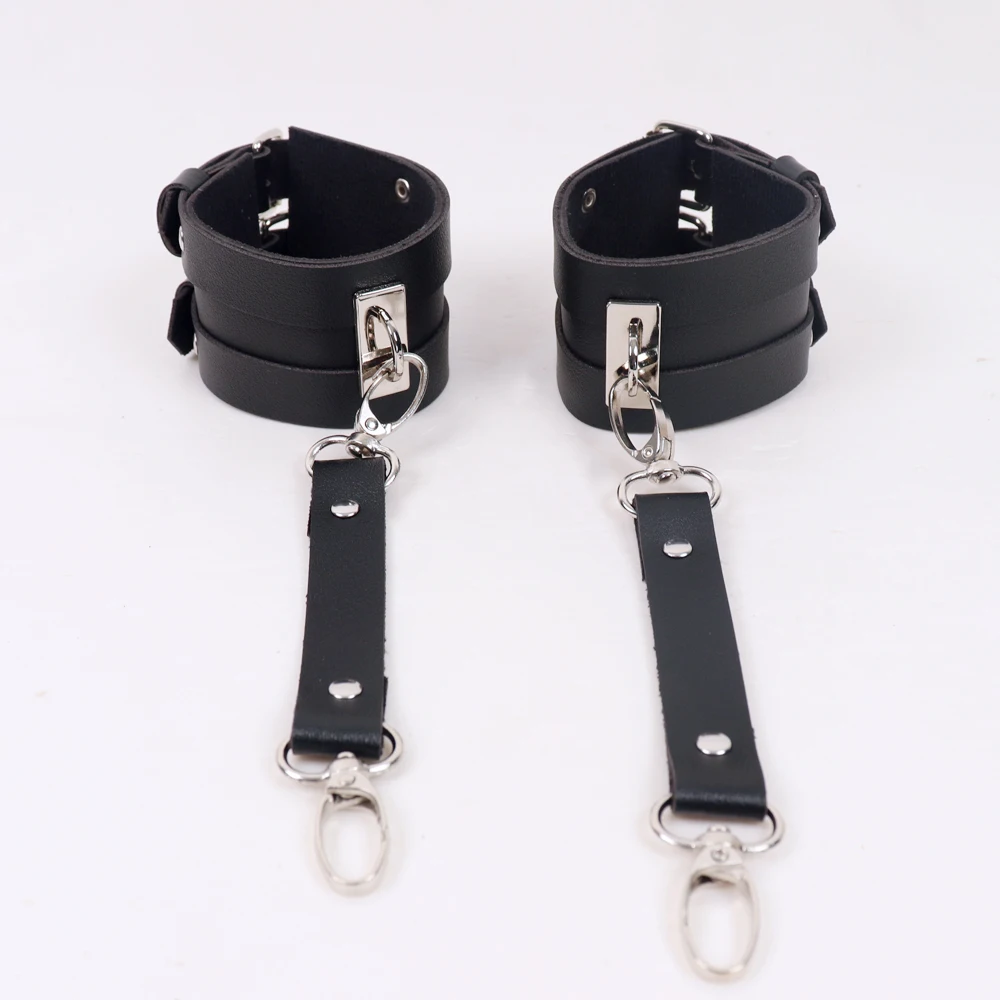 Handcuffs 1 Set PU Leather Restraints Bondage Cuffs Roleplay Tools Erotic Handcuffs for Couples
