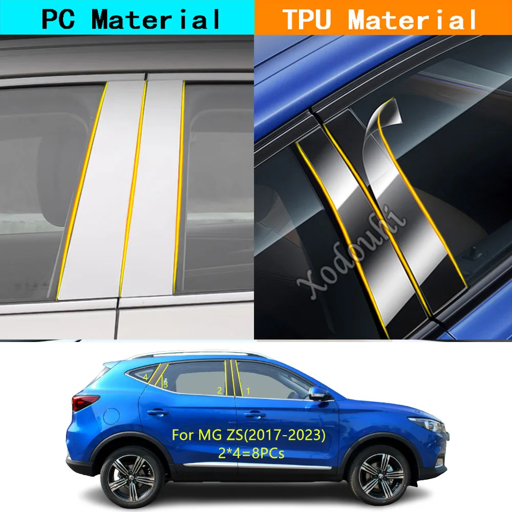 

Car TPU/Glossy Mirror Pillar Post Cover Door Trim Window Molding Decorative Sticker For MG ZS 2017 2018 2019 2020 2021 2022 2023