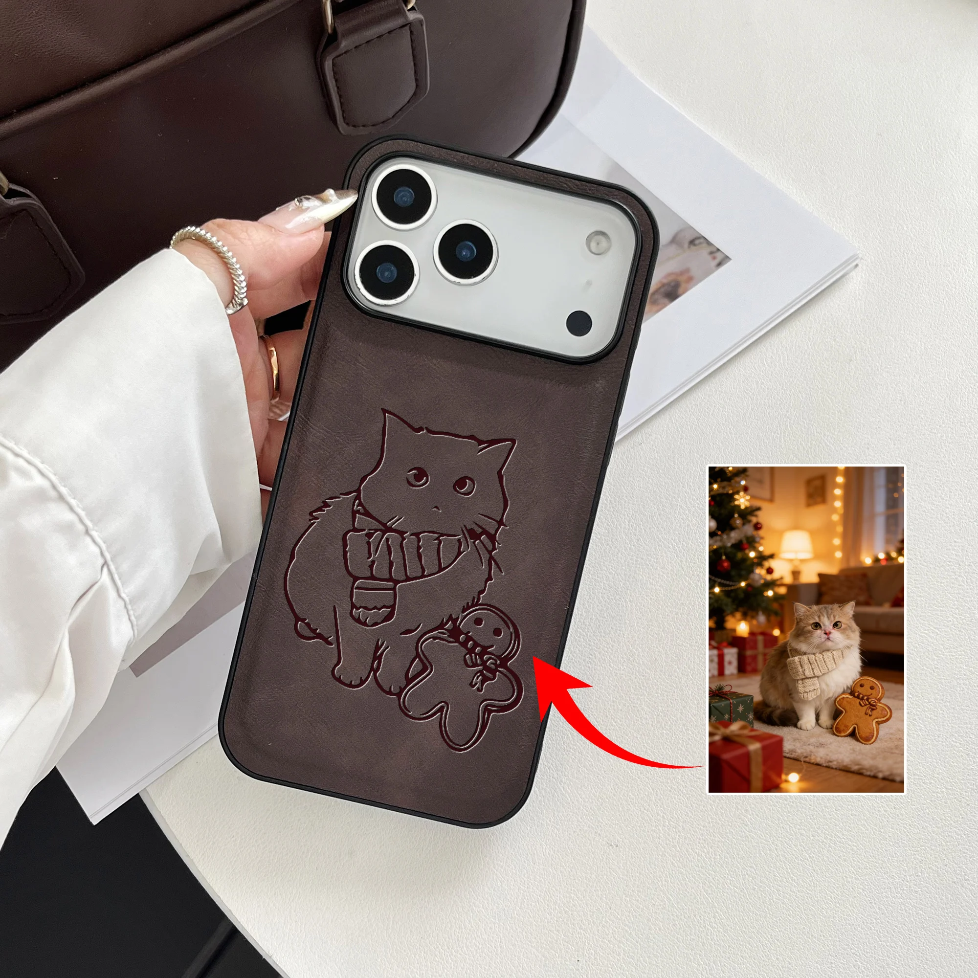 Custom DIY Photo Personalized Sketch 3D Laser Engraving Soft Faux thumbnail 3