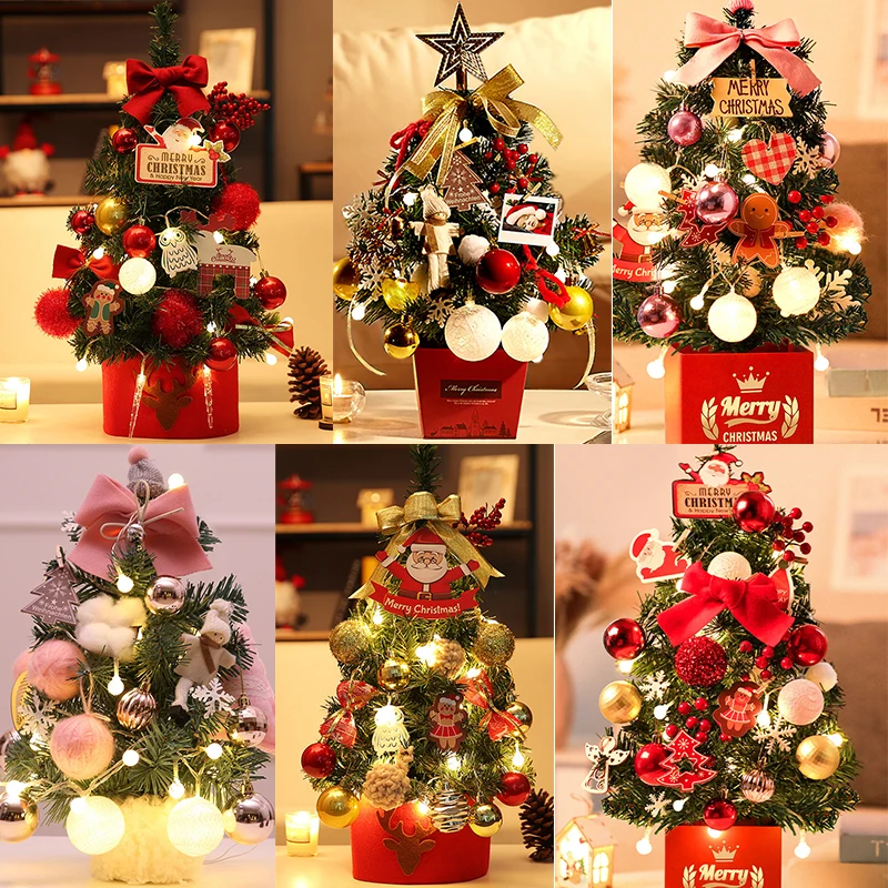 Glowing LED Christmas Tree Artificial Tabletop Xmas Tree Decoration Ornaments For Living Room Bedroom Christmas Decor Kids Gifts