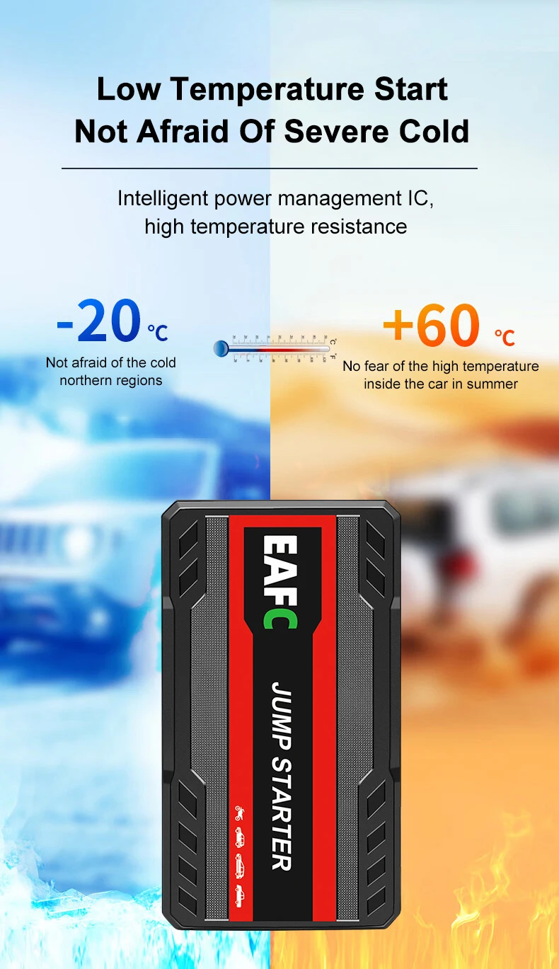 Auto-Starthilfe, 26000mAh 12V tragbarer Lithium-Starthilfe,  Autobatterie-Booster-Pack, Kurzschluss-/Überladungs-/Tiefentladungsschutz(Übersetzen)  : : Auto & Motorrad