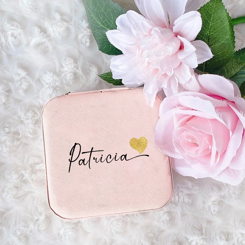 Personalized Jewelry Box Travel Jewelry Case with Name Mother's Day/Birthday/Holiday/Christmas Gifts for Her Bridesmaid Proposal