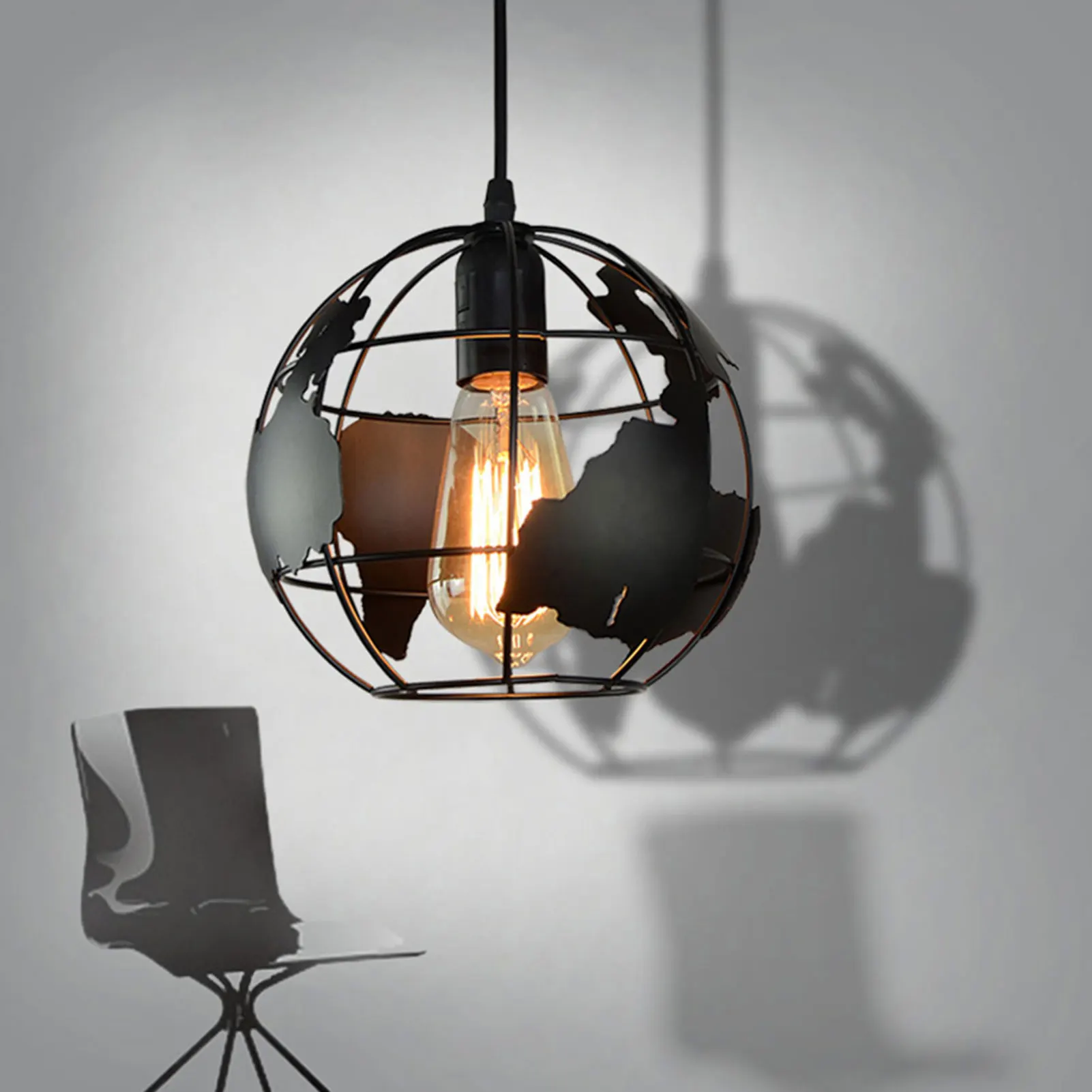 

Modern Iron Art Globe Chandelier Hanging Ceiling Lamp Indoor Lighting 60W Home Decoration For Bedroom Study Loft Restaurant