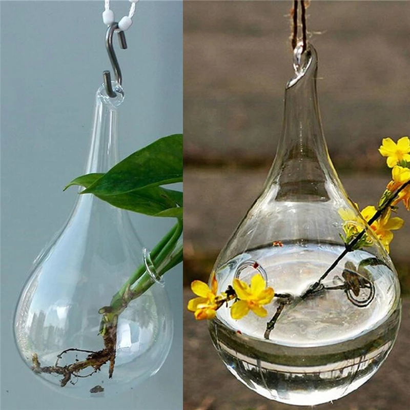 Glass Hanging Vase Flower Planter Container Pot Clear Ball Shaped Hydroponic Bottle Terrarium For Plant Flower Decoration