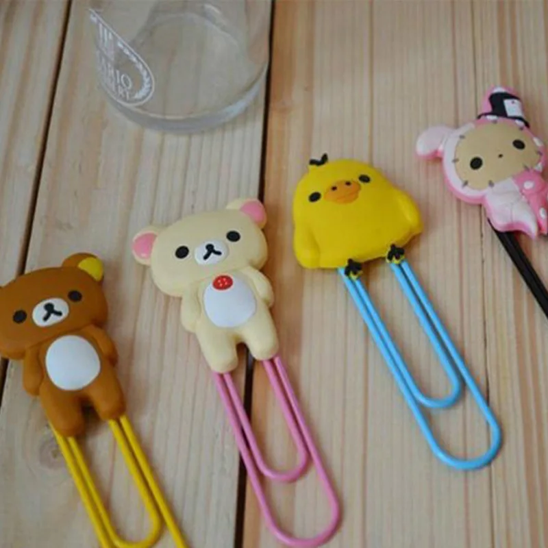 Cartoon PVC Soft Bookmarks Metal Book Clip