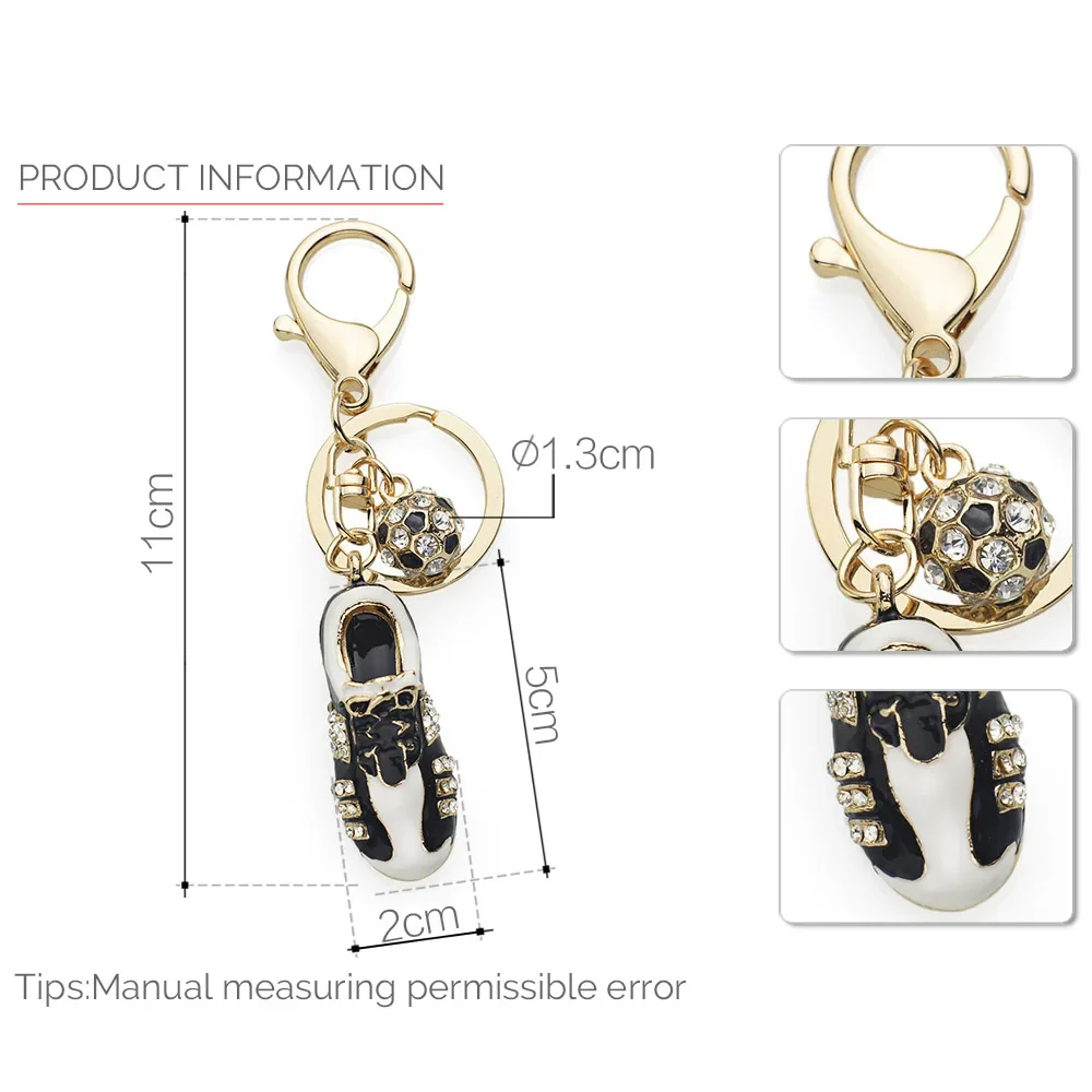 Crystal Football Soccer Shoes Rhinestone Keychains For Car Purse Bag Buckle Pendant Keyrings Key Chains Women Gift K258 - Image 4