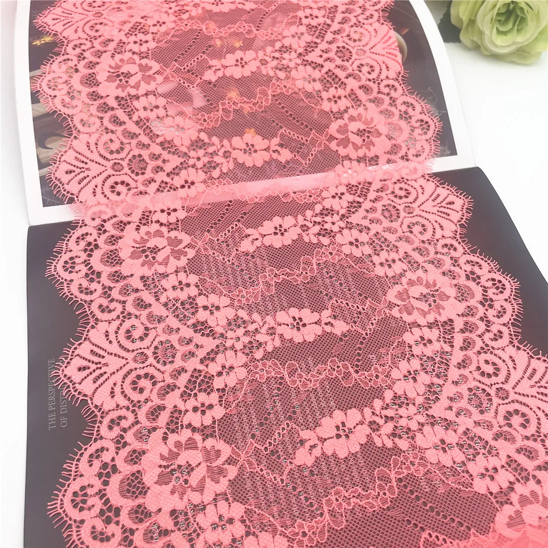 3M/Lot 1.5M/pc Width 9 3/4 inch (25cm) Non-Elastic Orange Eyelash Lace Trim Lingerie Sewing Craft DIY Apparel Fabric Accessory 6