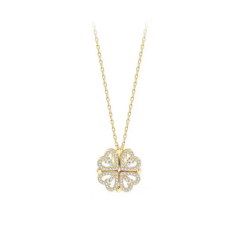 

S925 sterling silver lucky necklace women's versatile niche a birthday gift for girls who wear a small love clavicle chain