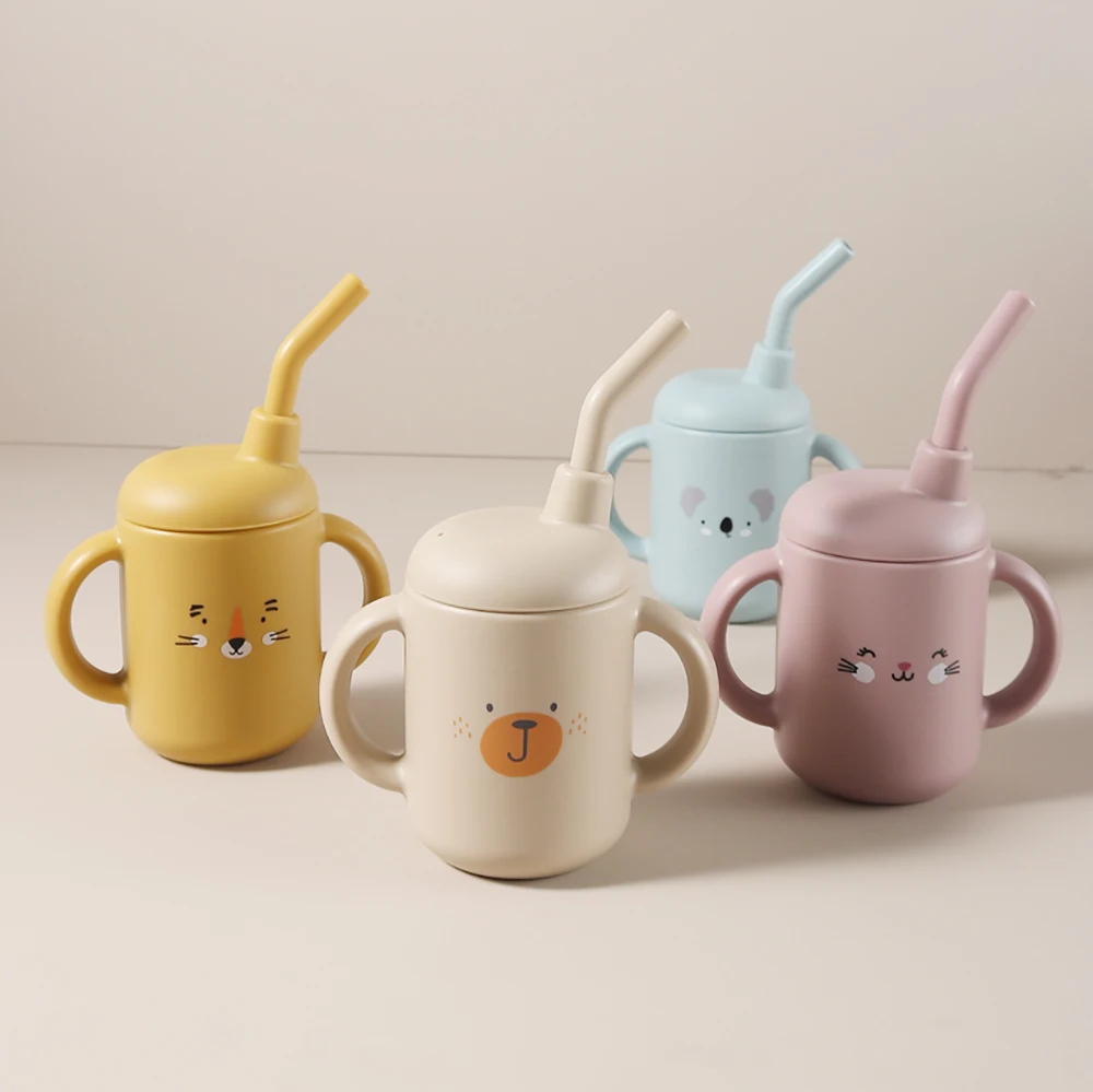 용 밀짚 누출 방지 훈련 컵이 포함된 베이비시피 컵 BPA 프리 용 음료 컵 어린이용 밀짚 훈련 컵