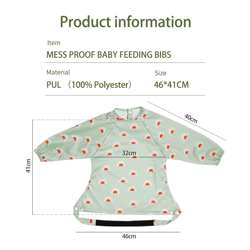 Elinfant Waterproof Baby Feeding Bibs Cute Design Long Sleeve Mess-proof Apron Bibs