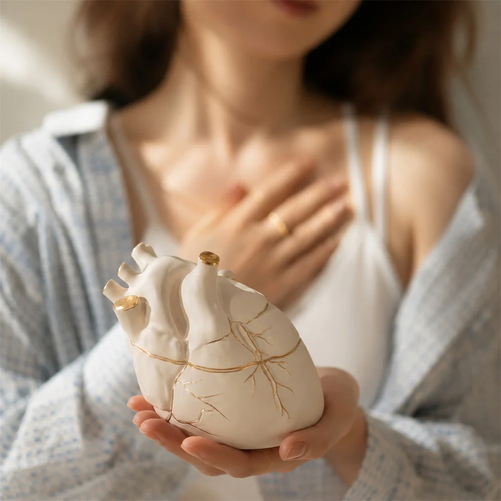 보우안 니콜 스카드 하트 캔들 용기 뚜껑 포함 실리콘 몰드, 콘크리트 및 시멘트 DIY 수제 석고 몰드, 홈 데코