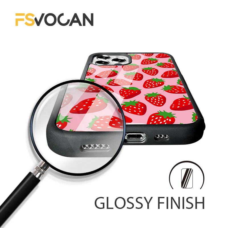 Custodia IPhone 15 Pro Max A Tema Frutta E Fragola: Super Glitterata E Morbida Con Cinturino! Perfetta Per Donne E Ragazze Alla Moda - Rosso - 5