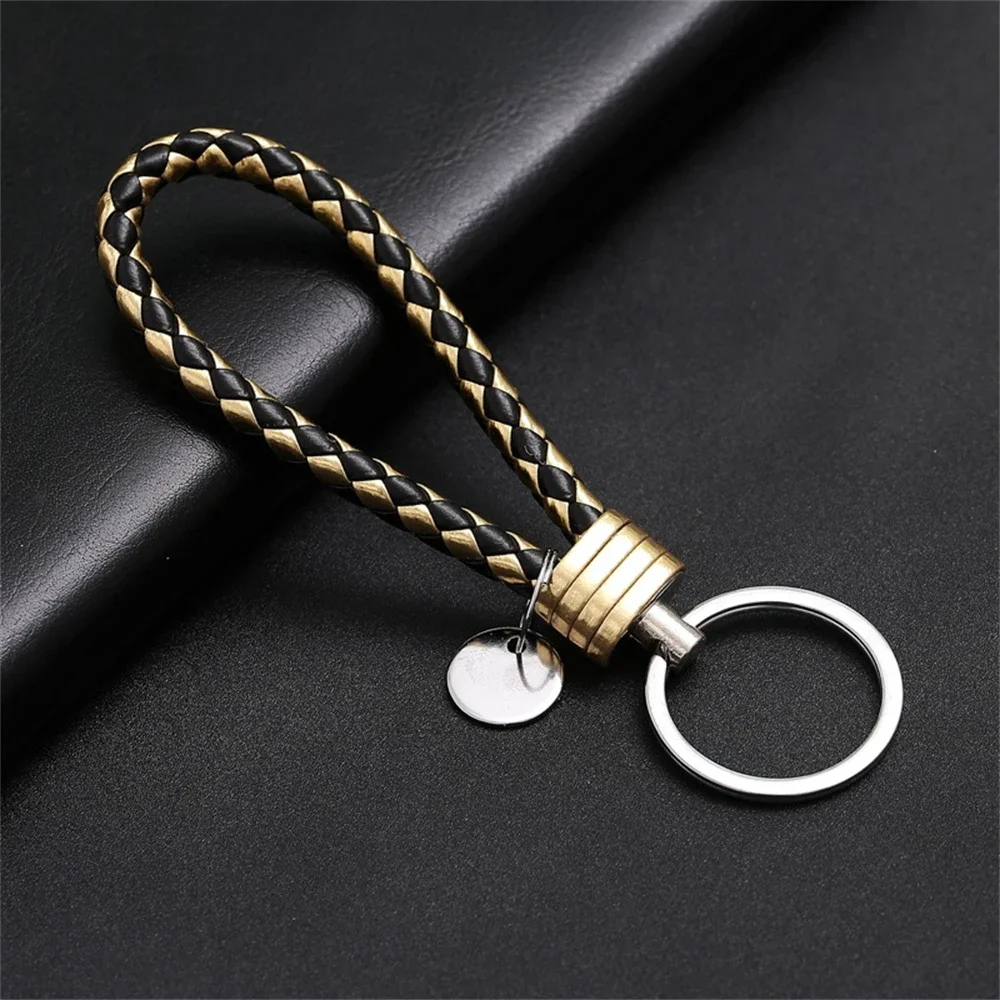 Vibrant PU Leather Woven Rope Keychain - Handmade Accessory and Gift