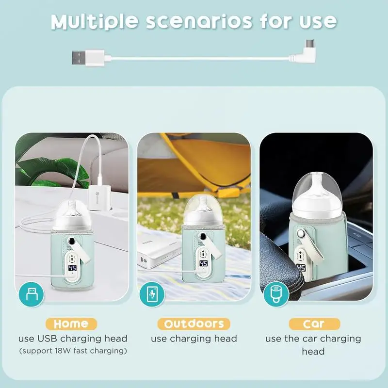 Baby bottle heater Baby Nursing Bottle Heater Safe Insulated Bag USB Rechargeable Milk Water Warmer Cover For Infant Outdoor Traveling Accessories