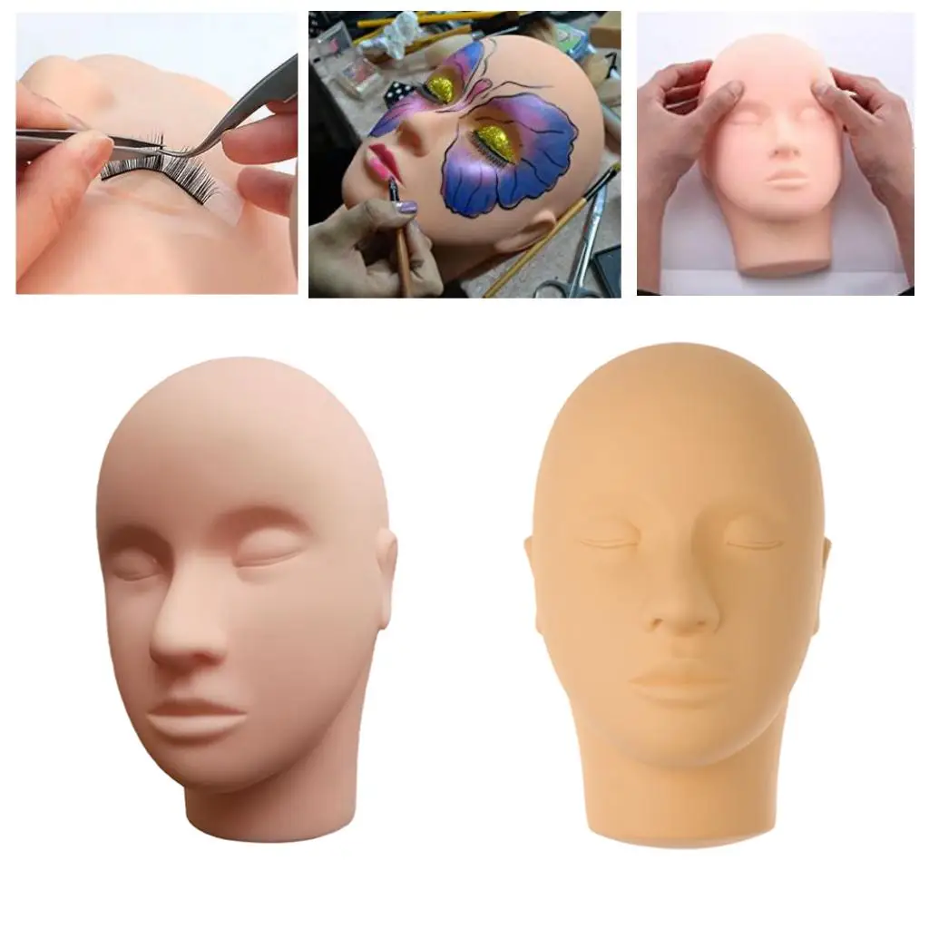 

2x Mannequin Head Eyelash Extension Facial Cosmetics Doll Head