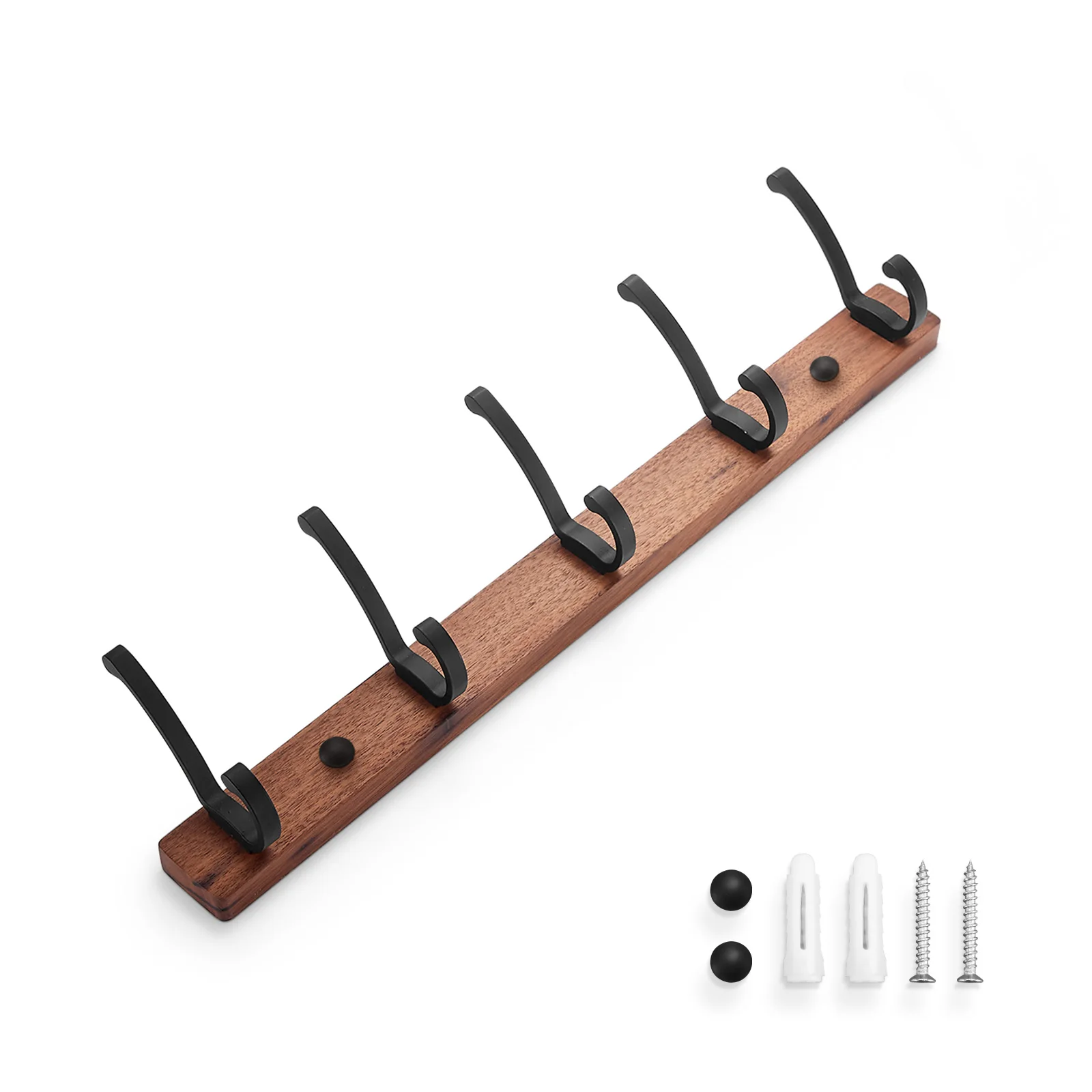 Black Wood Wall Hook Wall Hanging Coat Rack Bathroom Kitchen Bedroom Hallway Hooks Coat Clothes Holder Wall Mount Hooks Self Adhesive Hooks Adhesive Wall Hooks Coat Towel Hanger Coat Hook