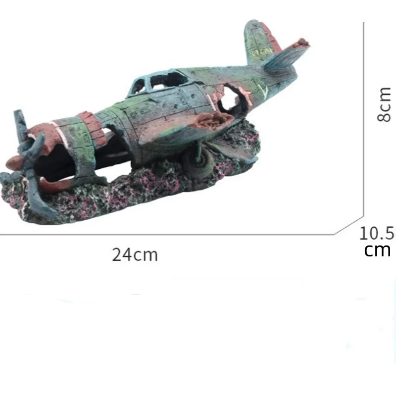 Resin Artificial Plane Wreckage Ornament for Aquarium Fish Tank Decoration