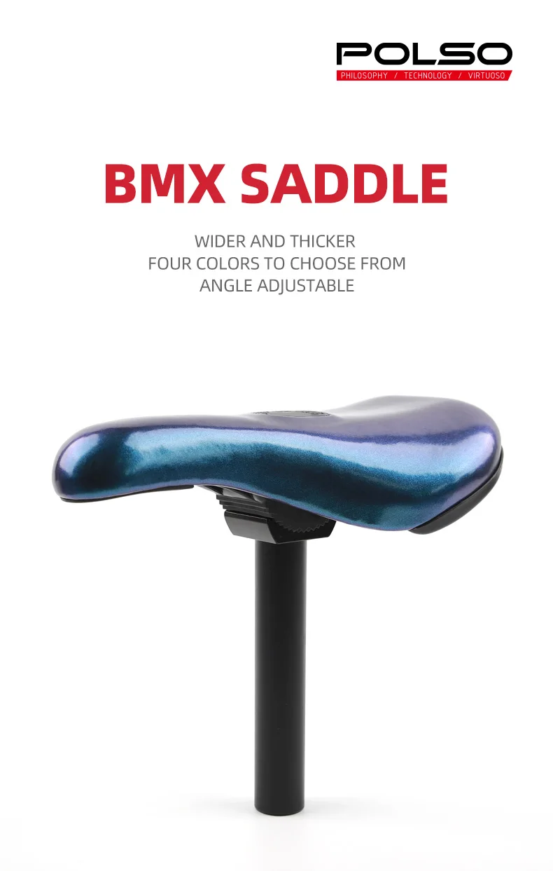 POLSO Rainbow BMX Sattel Street Trial Sattel mit Sattelstütze BMX Racing Dirt Jump Freestyle Fahrradsitz – Detail 1