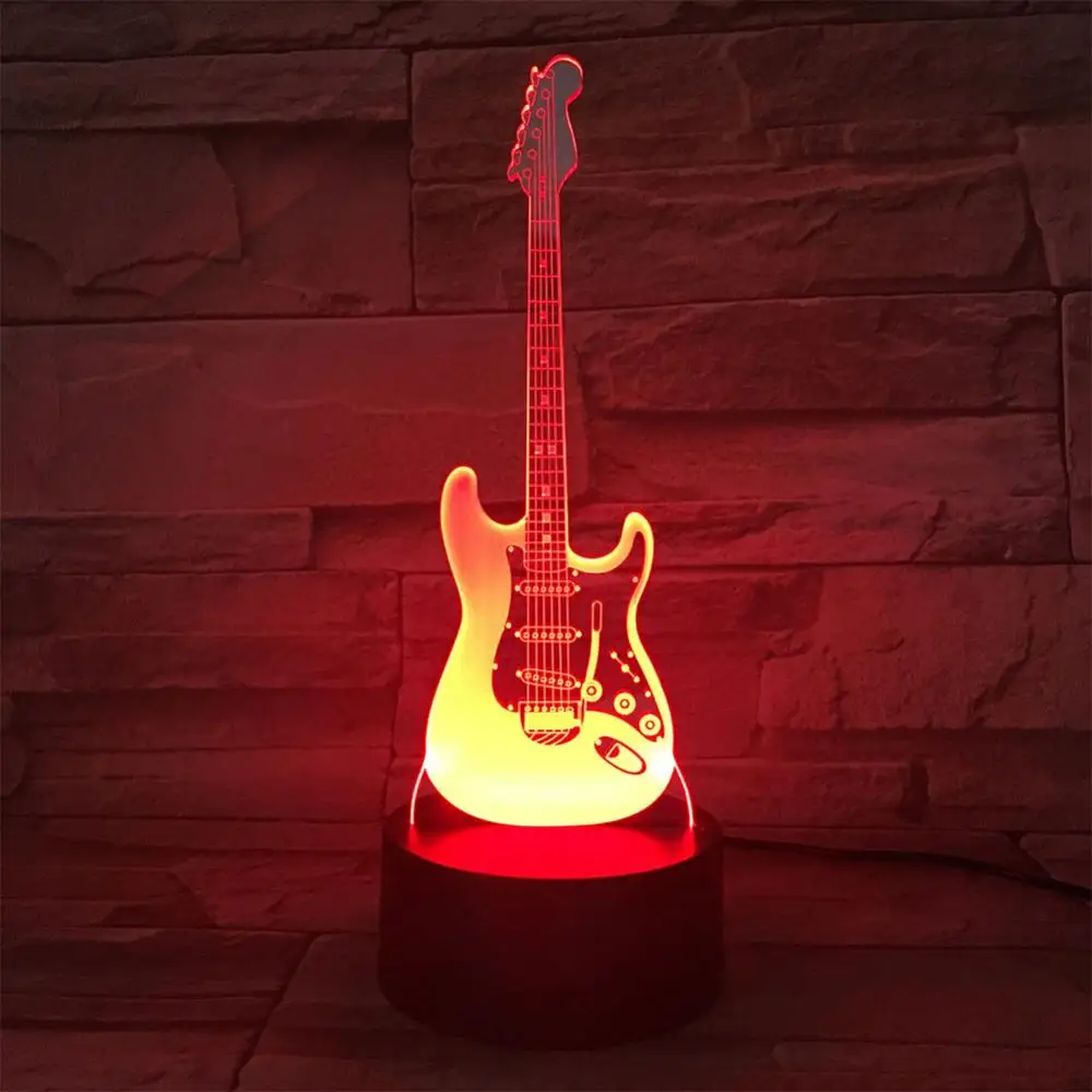 

Guitar Shape Acrylic Electric LED Night Light Creative 7 Color Change Desk Table Lamp Office Gaming Room Dector Christmas Gift