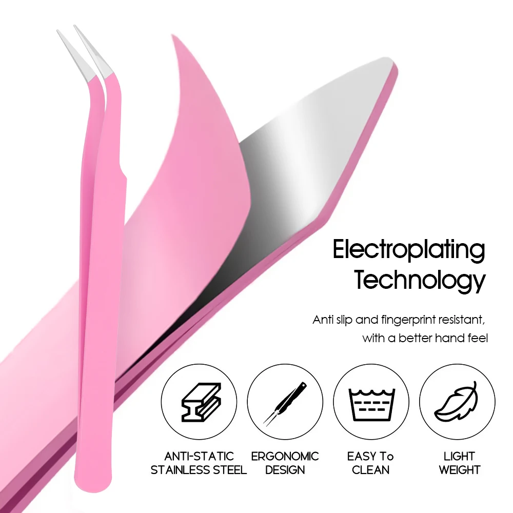 Wholesale Anti-static DIY Eyelash Tweezers with Ergonomic Design for Precise Grip Waterproof High-elasticity Lashes Makeup Tools 4