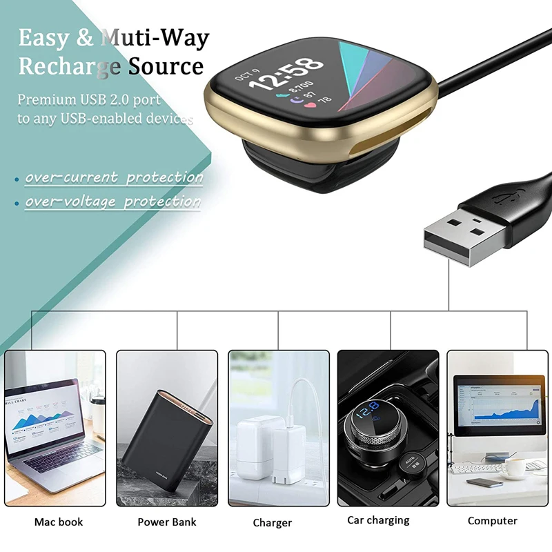 Fitbit Sense/Fitbit Versa 3  ̺, ü USB  ũ ũ ĵ ̺, Ʈ ġ Sense/Versa 3