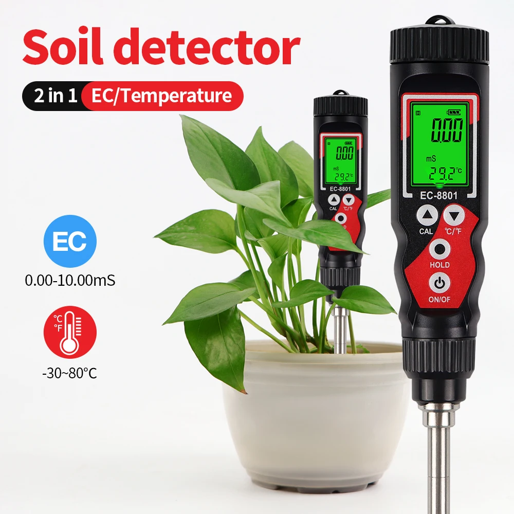 EC Digital Soil Descriptor for Garden, Plants, to EC 10.00 MS/cm and Garden