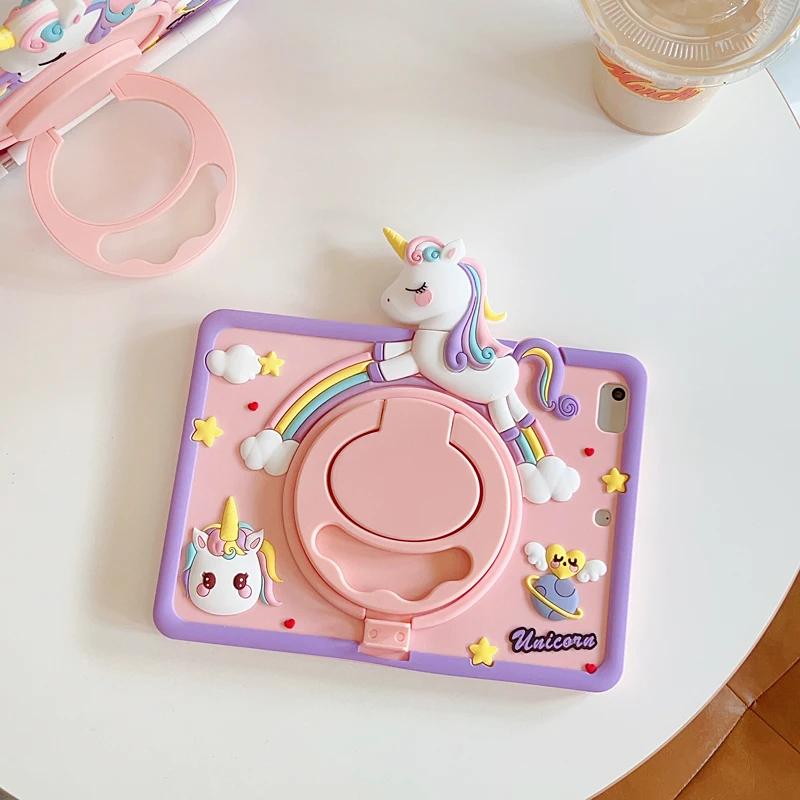 Cute Kids Case para Samsung Galaxy Tab Silicon Tablet Cover Stand Handle Capa a9 Plus 11 a8 10.5 a7 Lite 8.7 Sm-x210 X115 X200 3d - Imagem 2