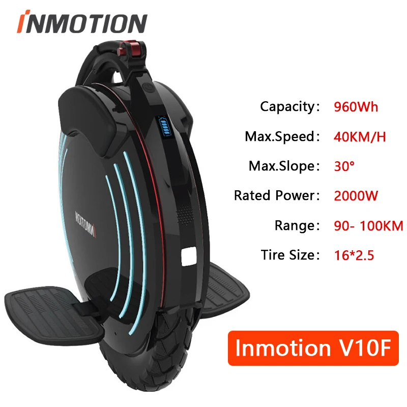 Original INMOTION V10F Electric Unicycle 40km/h Speed 84V 960Wh