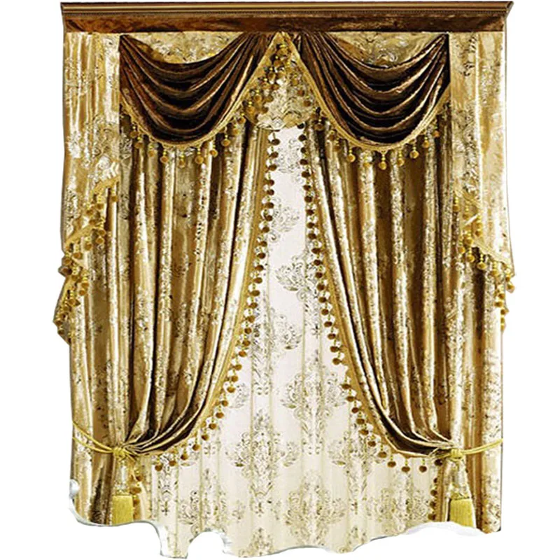 Golden flowers Press on Small fur surface curtains for hotel Hall Curtain Classic elegant Living Room Curtains Apricot gold new 4