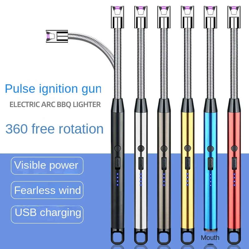 

Windproof Kitchen Electric USB Lighter Long Candle BBQ Gas Stove Ignition Gun Camping Rechargeable Arc Flameless Plasma Lighter